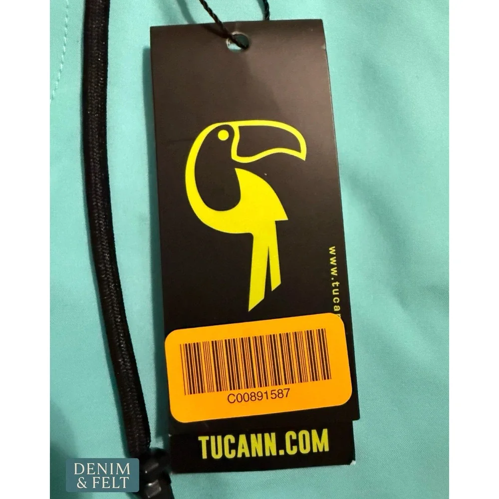 NEW Tucann Fluro Aqua 5 Inch Swim Short Mens Large Blue Compression Liner Trunks